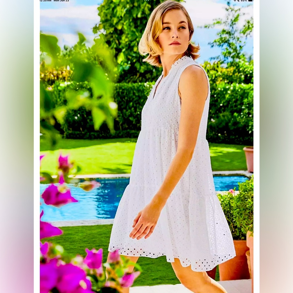 Lilly Pulitzer NWT Novella Dress White Mini Medallion Eyelet Size S,M - Picture 10 of 12